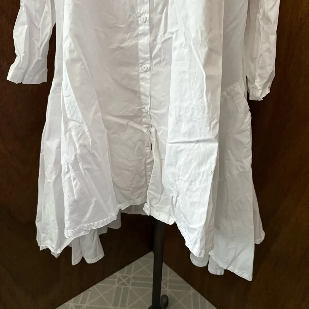 METROSTYLE sz S White Button down Fishtail High Low Shirt - Picture 3 of 8